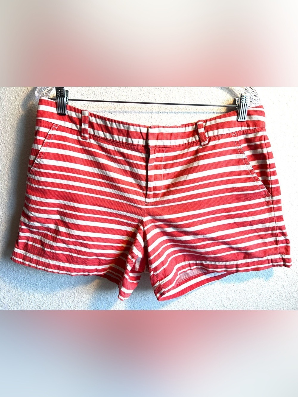 Tommy Hilfiger Hot Pink & White Striped Preppy Bermuda Shorts